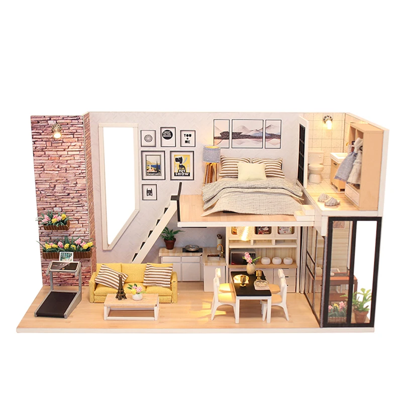 

Самодельный креативный миниатюрный домик в европейском стиле, трехмерная модель, ручная сборка, подарок, кукольный домик, кукольный домик