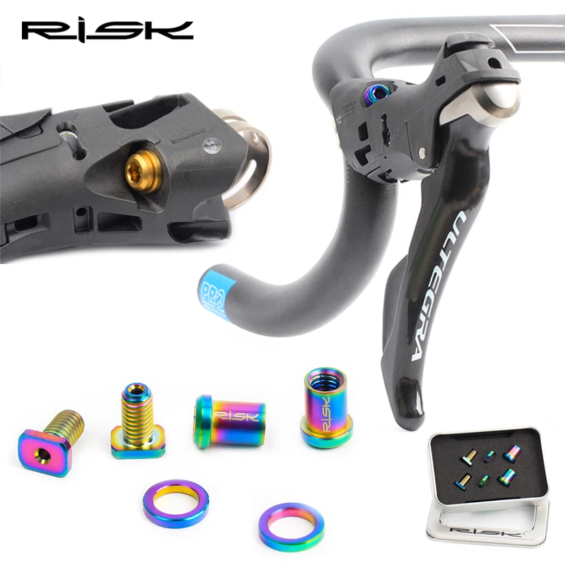 

RISK Titanium Alloy Bicycle Shifter Lever Fixing Bolts Road Bike Gearshift Clamp Ring Fixed Screws Spacer Washer Lightweight Nut