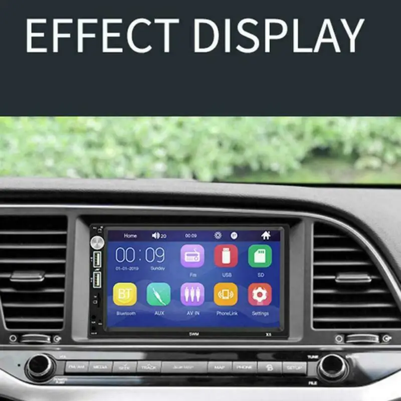 X5 Автомагнитола 2 Din Bluetooth 7 HD сенсорный экран обратное изображение с 8
