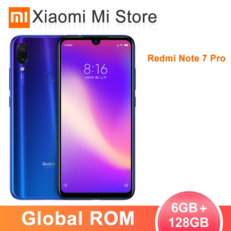 Xiaomi Redmi Note 7 Pro с глобальной прошивкой, 6 ГБ ОЗУ, 128 Гб ПЗУ, мобильный телефон Snapdragon 675, четыре ядра, 48 Мп+ 5 МП, две камеры, 6,3 дюйма, 4000 мАч