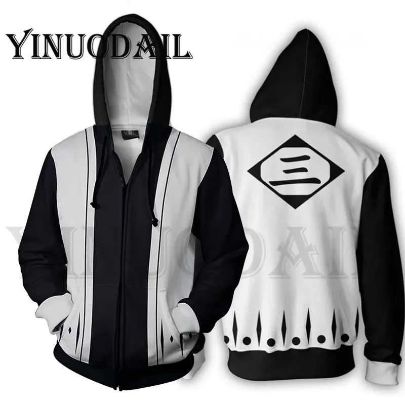 Толстовка с капюшоном на молнии для мужчин и женщин рисунком аниме отбеливатель