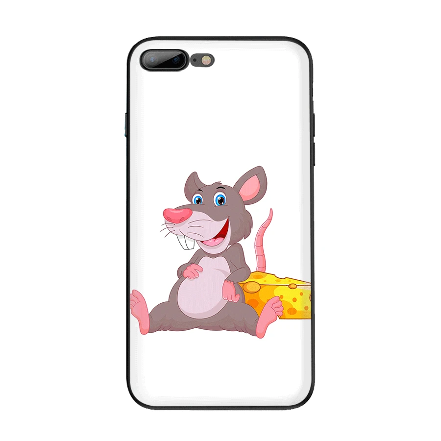 Чехол для мобильного телефона из ТПУ для iPhone 11 Pro XR X XS Max iPhone 7 8 6 6s Plus 5 5S SE, чехол с милой мультяшной мышкой с сыром