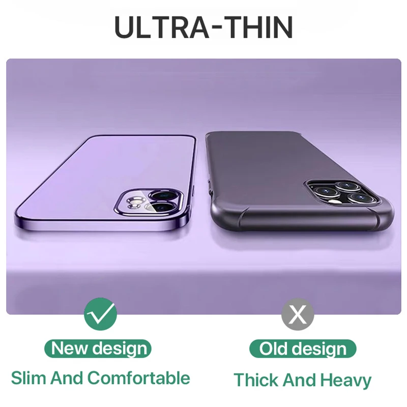 

UGI Luxury Plating Square Straight frame Classic Transparent Case Soft TPU HD Clear on For iPhone 12 11 Pro Max Mini X XR XS MAX