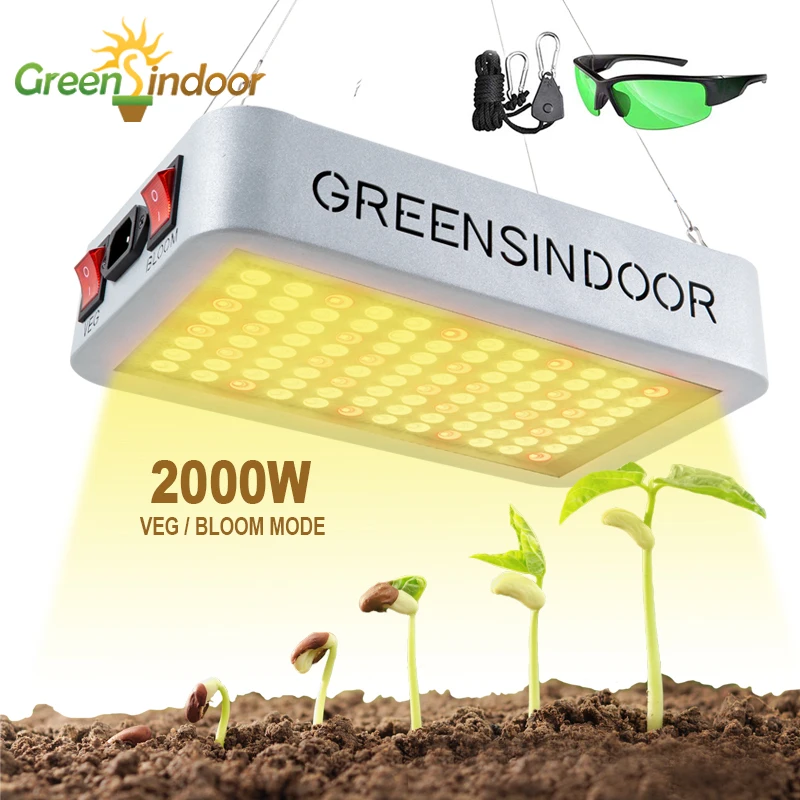 

Фитолампа полного спектра Greensindoor для выращивания растений, светодиодная лампа двойного управления с овощами и цветами, 2000 в, 220 Вт