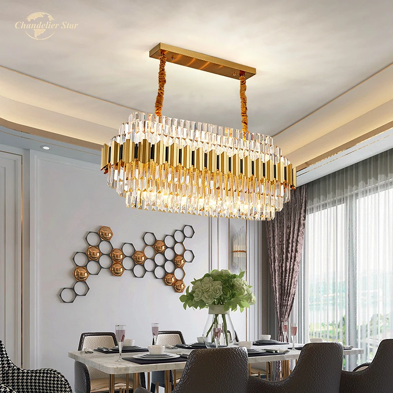 

Modern LED Chandeliers Lighting Luxury Gold Crystal Iron Pendant Hanging Lamps Lustre Bedroom Living Room Villa Lights Fixture