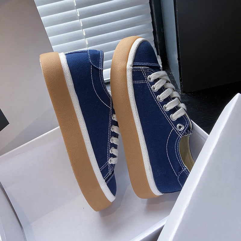 

2021 autumn new Korean style casual canvas shoes female students breathable board shoes fashion lace up women's shoes