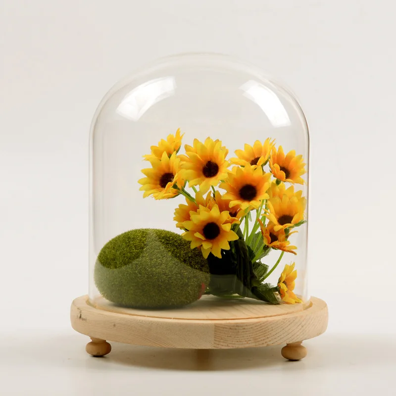 

2sets/pack 10*12cm Small Size Glass Dome Log Base Home Decoration Diameter=10cm Height=12cm Glass Dome Gift Wedding Decoration