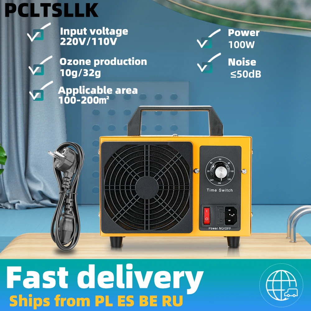 

PCLTSLLK 32g/h Ozone Generator 220V Machine With Timing Controller Air Purifier Disinfection Sterilization Cleaning Formaldehyde