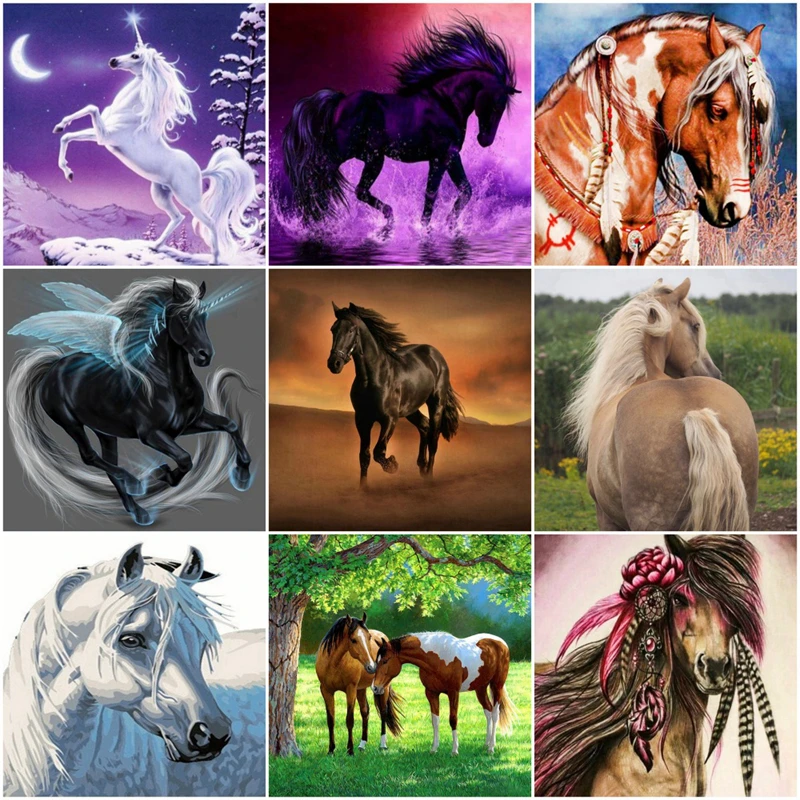 Алмазная вышивка алмазная крестиком лошадь стразы мозаика | Дом и сад