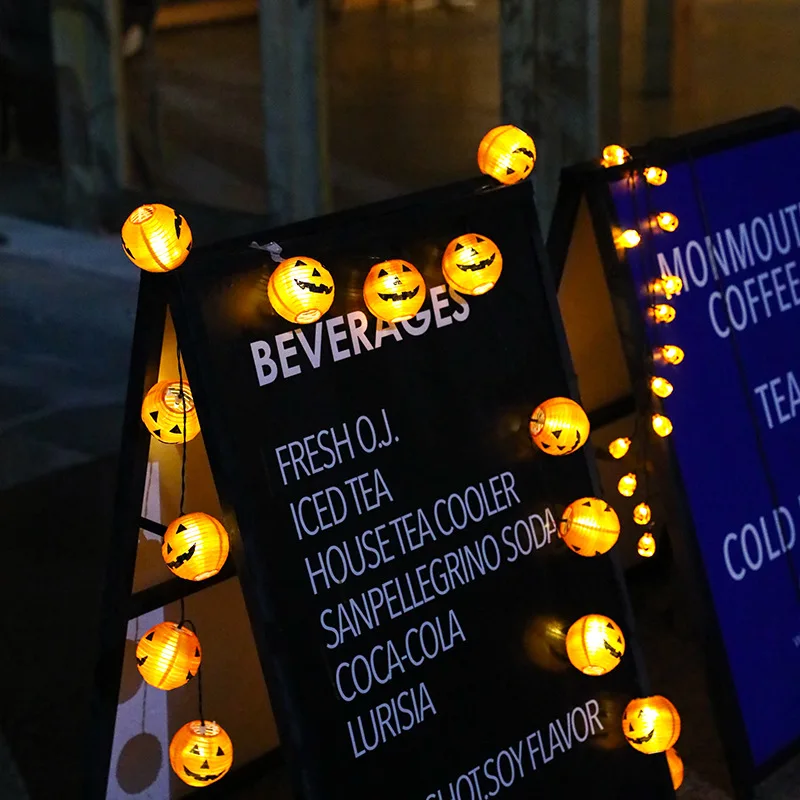 Halloween Pumpkin Lamp Fairy Lights Waterproof Solar LED Luminous Lantern String Garden Party Bar Layout Scene Decoration Strip | Лампы и