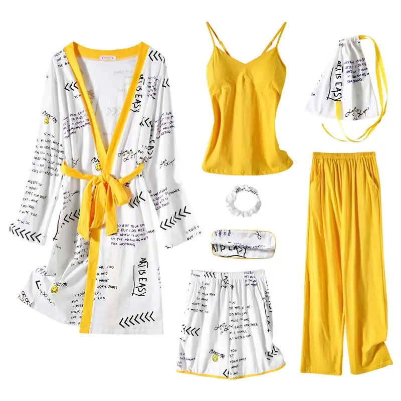 Распродажа продвижение халат Сезон лето осень набор из 7 шт 100% хлопок женская