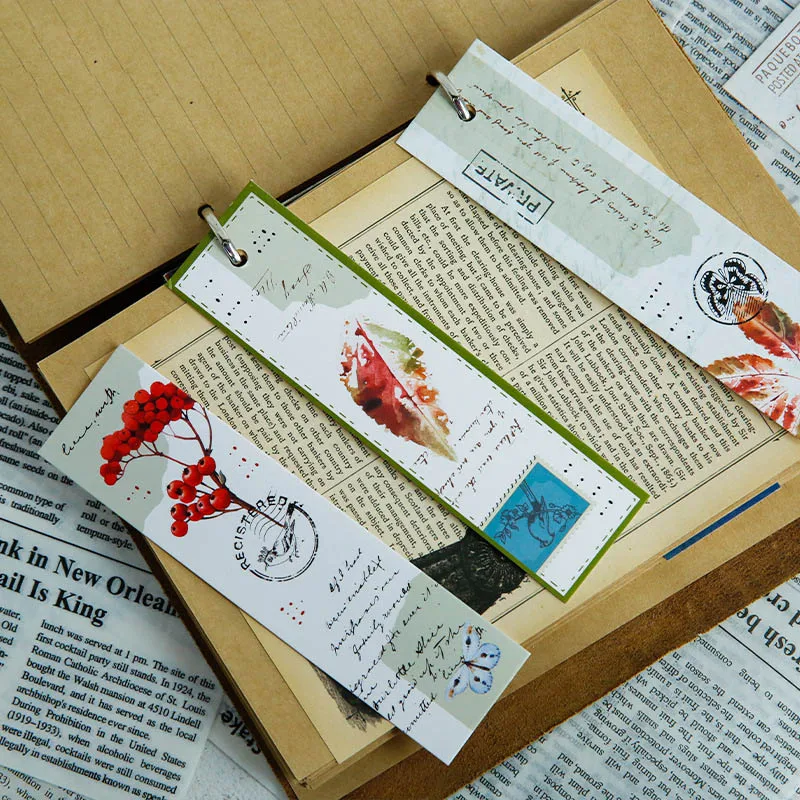 

30pcs/box Vintage Plant Paper Bookmark Gift Greeting Card Message Card Stationery Office Supplies