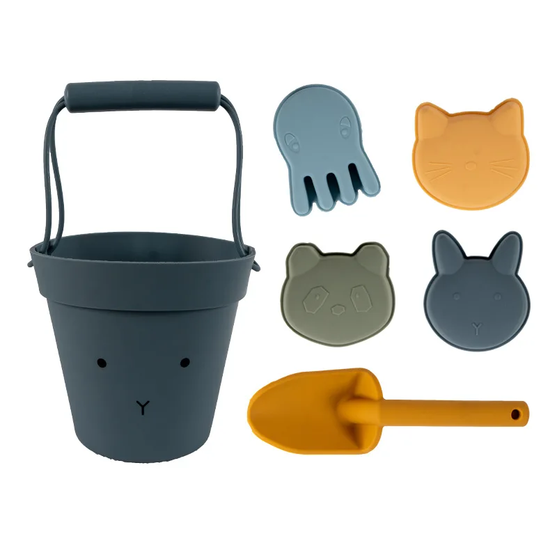 

Silicone Beach Bucket Children's Toys Shovel Seaside Parent-child Play In Water Silicone Bucket Beach Toy Set