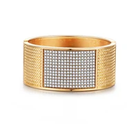 ornapeadia 2021 new fashion ladies bracelet wide brim bracelet light luxury diamond two color gold plated jewelry wholesale