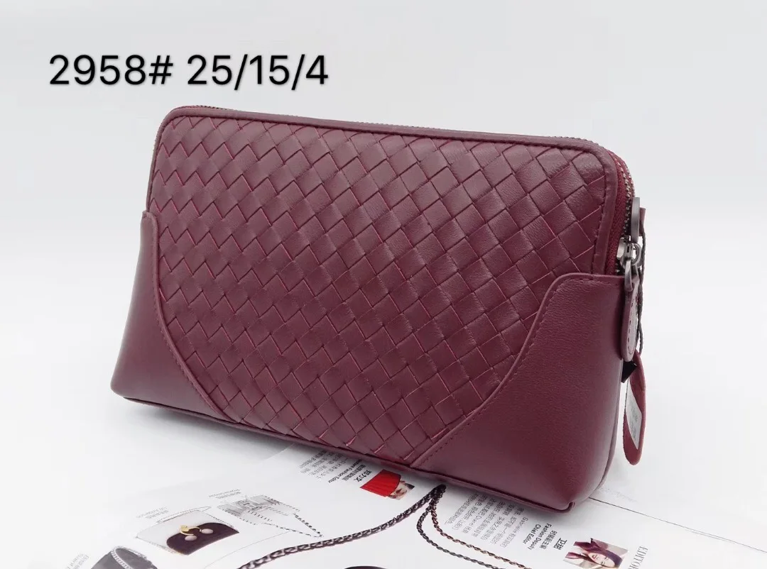 

free shipping 2020 the new style hand-made knitting genuine leather sheepskin women one shoulder bag crossbody bag 3 color 25cm