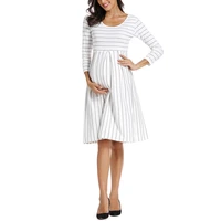 ruffles maternity dress pregnant clothes striped flare sleeve high waist mermaid baby shower pregnancy dresses womens clothing