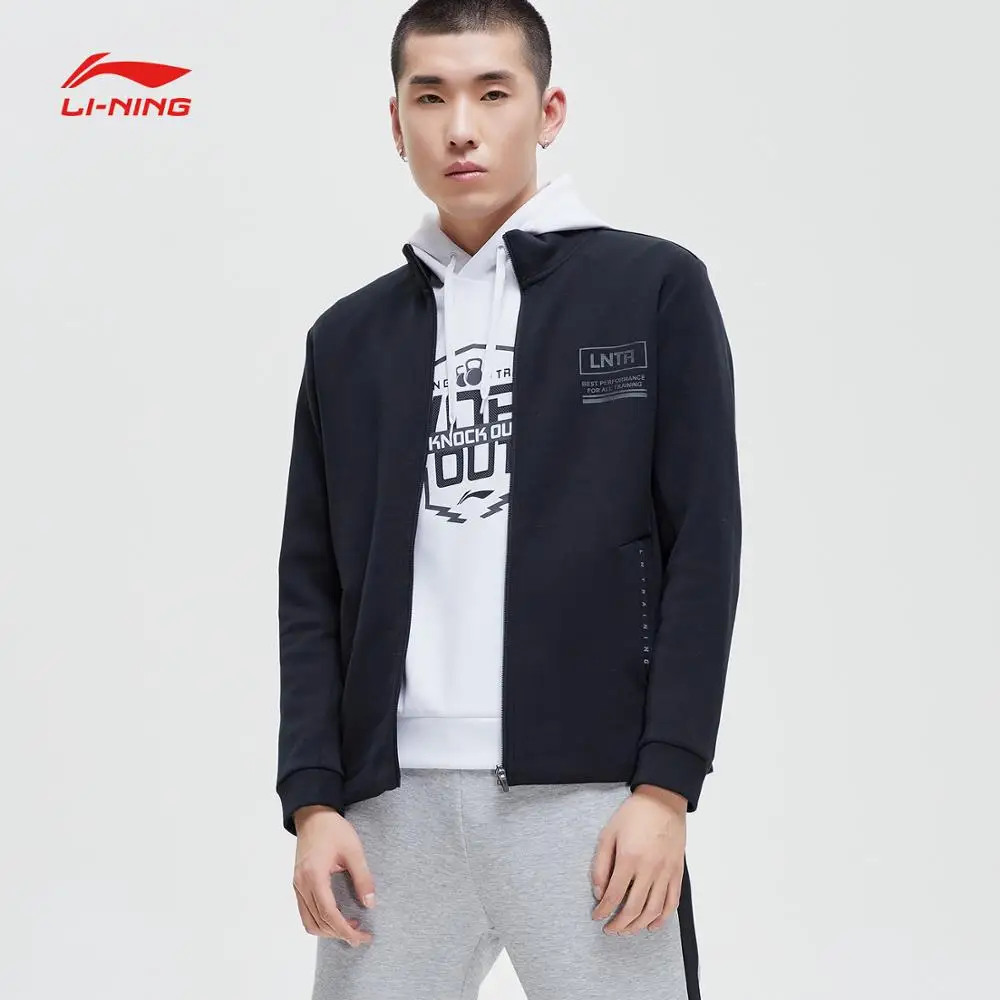 Li-Ning мужской тренировочный свитер на молнии 66% хлопок 34% полиэстер подкладка