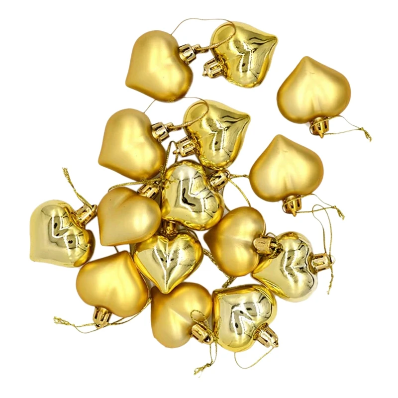 

24Pcs Valentine's Heart Baubles Ornament Heart Shaped Ornaments for Valentine's Day Wedding and Home Party Decoration