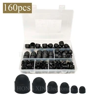 160pcs black plastic dome bolts nuts protection cap covers exposed hexagon pe nut bolt assortment kits m4 m5 m6 m8 m10 m12