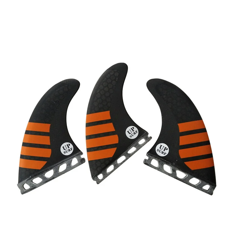 Surf Future Fin paddle board G5 Upsurf логотип соты Стекловолоконные плавники доски для серфинга плавник Размер M 3 штуки в комплекте - Цвет: Black with Orange 1