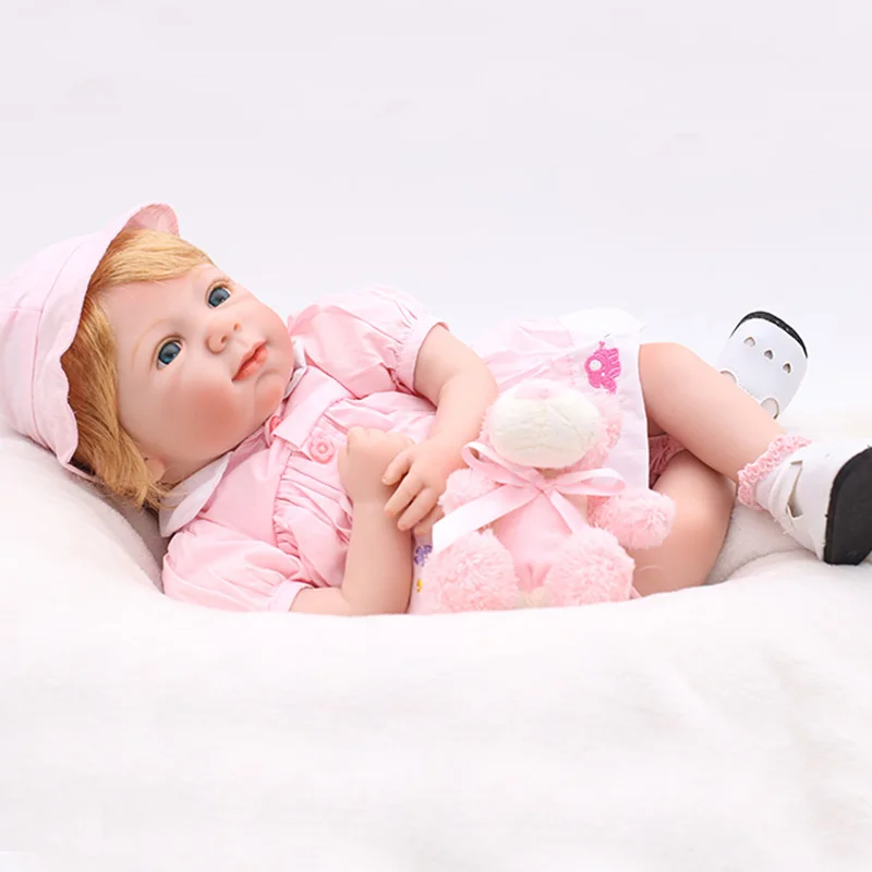 Reborn Baby Doll 22 дюймов 55 см Силиконовая виниловая девочка-кукла светлые волосы мягкая ткань тело живой малыш ребенок Рождество подарок для детей