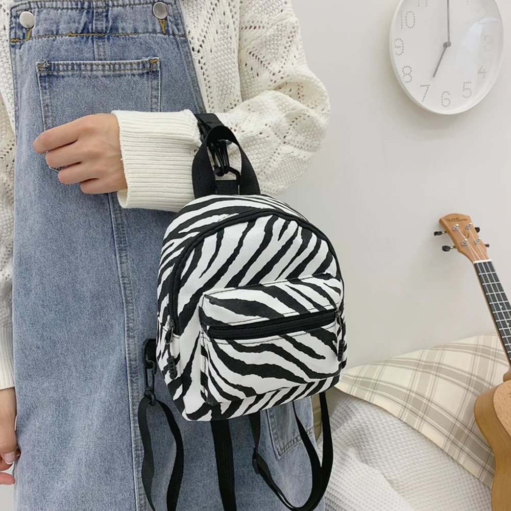 Холщовые рюкзаки с принтом зебры для женщин 2021 Модный зимний Повседневный