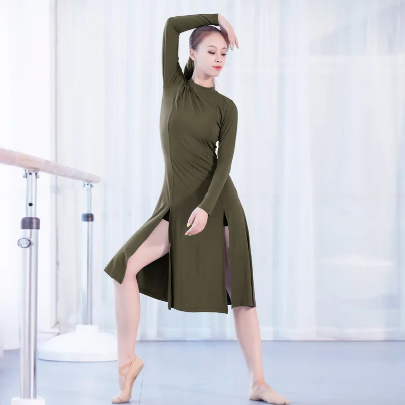 Женское танцевальное платье для йоги сексуальное двухбоковое с высоким разрезом