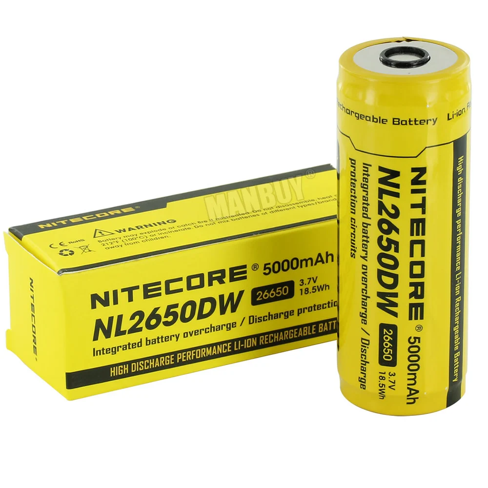 2020 Nitecore NL2650DW 26650 5000 мАч 3 7 в Втч защищенная литий-ионная (li-Ion) Пользовательская