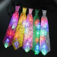 15pcs sequins led light up neck ties flashing blinking ties kids adults dance wear glow party supplies christmas carnival rave