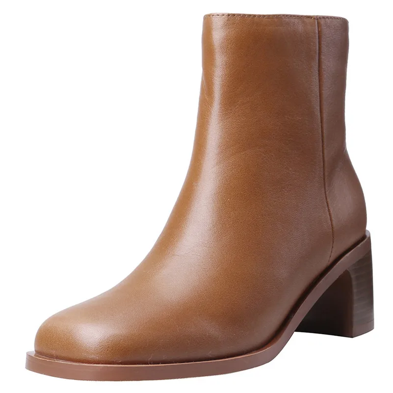 FEDONAS/Зимние удобные ботинки челси из натуральной кожи с квадратным носком теплые