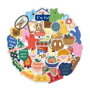 40 шт.упак. кавайная декоративная наклейка с животными Милая мультяшная наклейка с медведем водонепроницаемая клейкая наклейка Корейская наклейка канцелярские товары