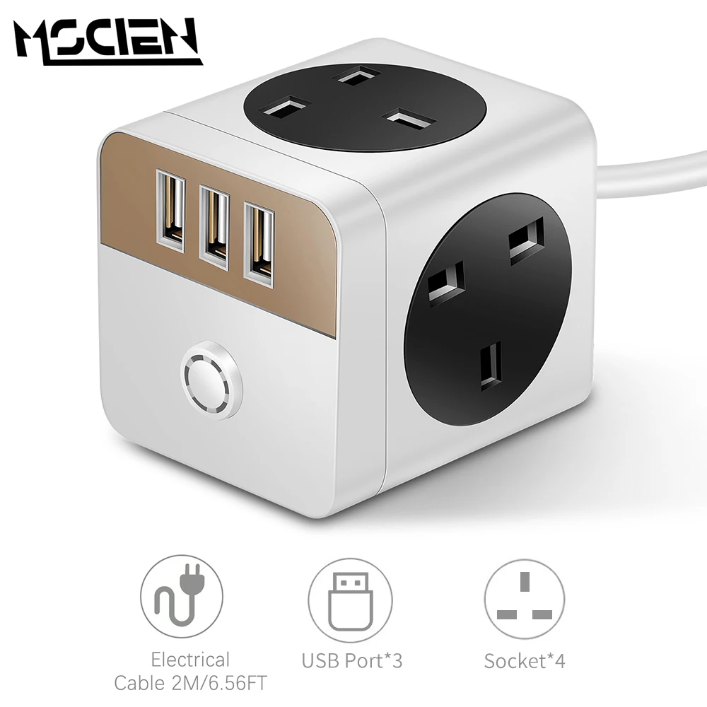 Удлинитель с 3 USB портами и 4 розетками|Удлинители электрические| |