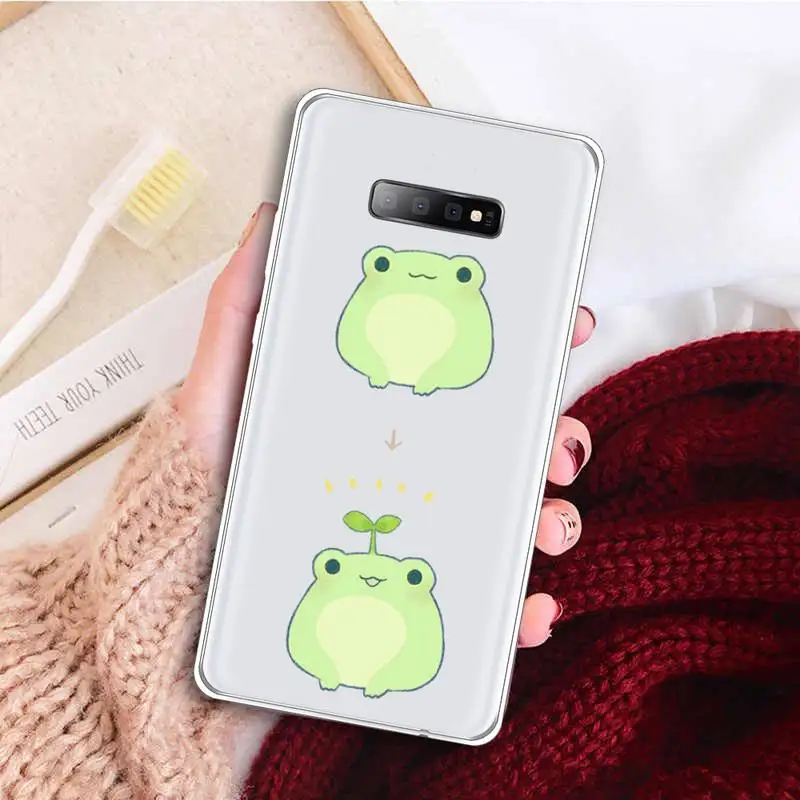 

Frog cute cartoon animal Phone Case Transparent For Samsung Galaxy A 71 21s S note 8 9 10 plus 20 ultra custom protective funda