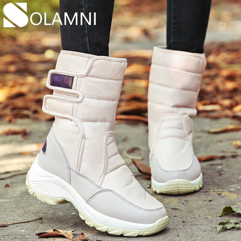 Зимние сапоги до середины икры для женщин Нескользящие Водонепроницаемые зимние