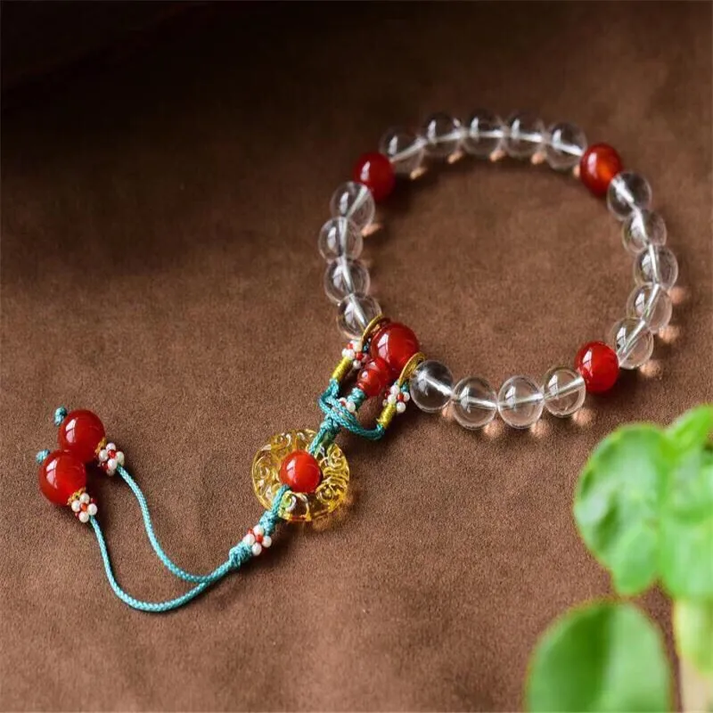 Qing Dynasty Same Style Bracelet of Queen Natural Clear Crystal 18 Eighteen Beads Prayer Women's Accessories Wholesal | Украшения и