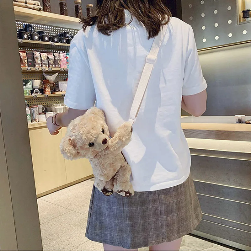 Плюшевые мини-сумки через плечо с плюшевым мишкой для женщин 2019 зимняя сумка