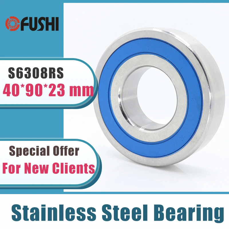 

1PC S6308RS Bearing 40*90*23 mm ABEC-3 440C Stainless Steel S 6308RS Ball Bearings 6308 Stainless Steel Ball Bearing