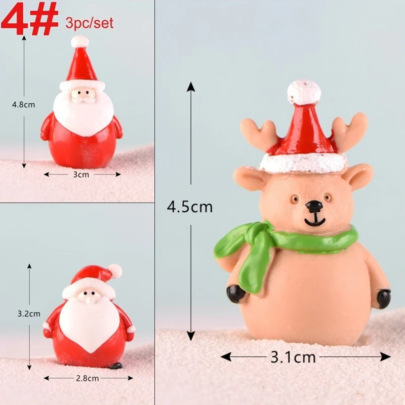 D-3pcs 3 шт/4 шт милый Рождественский Снеговик микро пейзаж фигурка орнамент горшок для садового растения домашний Декор Санта Клаус Рождественский подарок - Цвет: D-3pcs