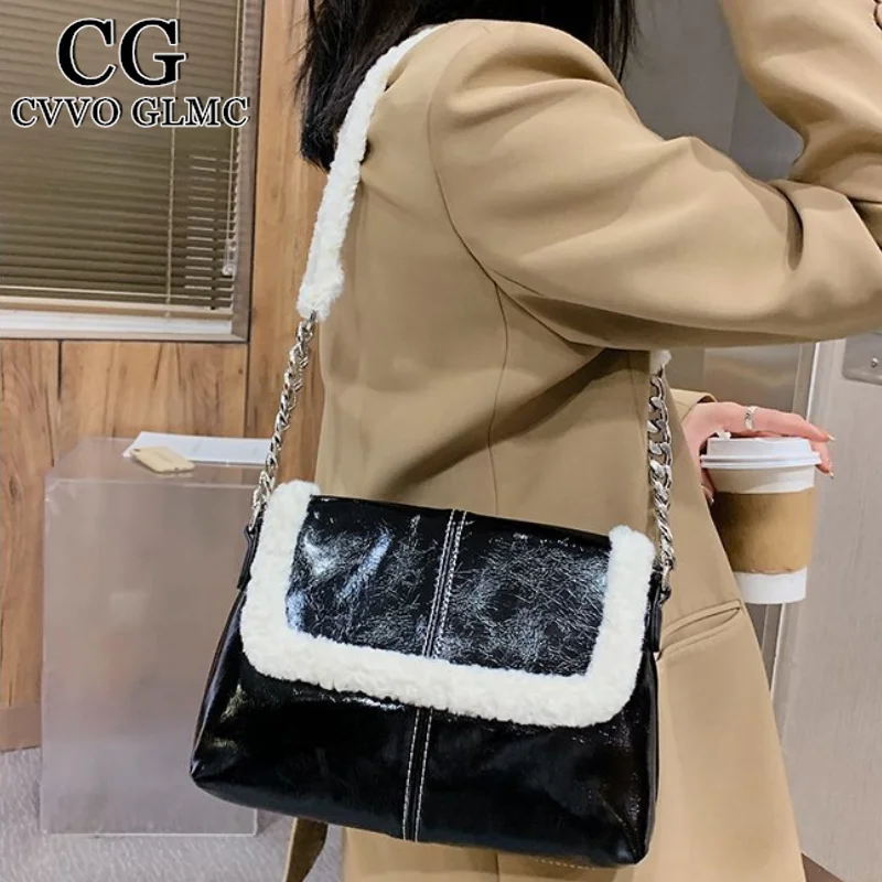 

Cvvo Glmc Handbags Women Bags Designer Soft Leather Bag Winter Chain Messenger Bag Ladies Flap Crossbody Pack Women Purse