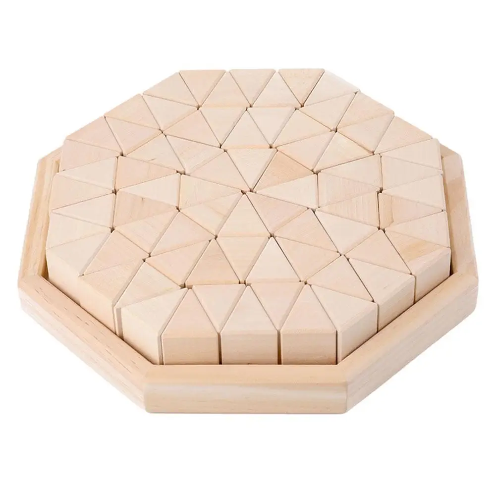 

Wooden Toy Triangle Rainbow Building Blocks Montessori Educational Toy For Kids DIY Creative Construction Spelling Stacking Toy