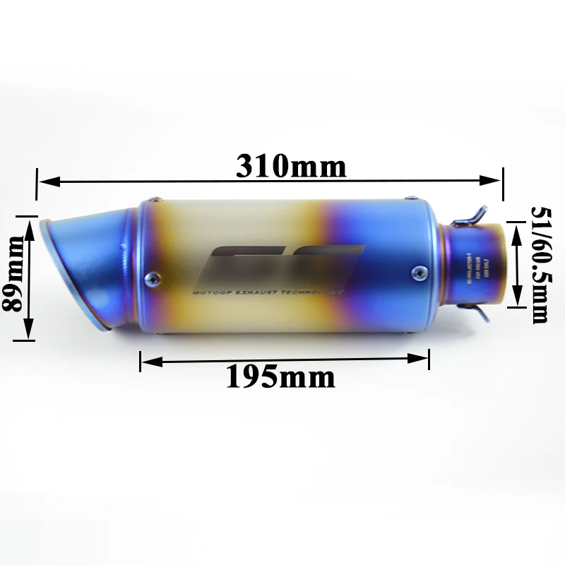 51 мм 61 Универсальный мотоцикл глушитель труба Скутер грязи велосипед ямы