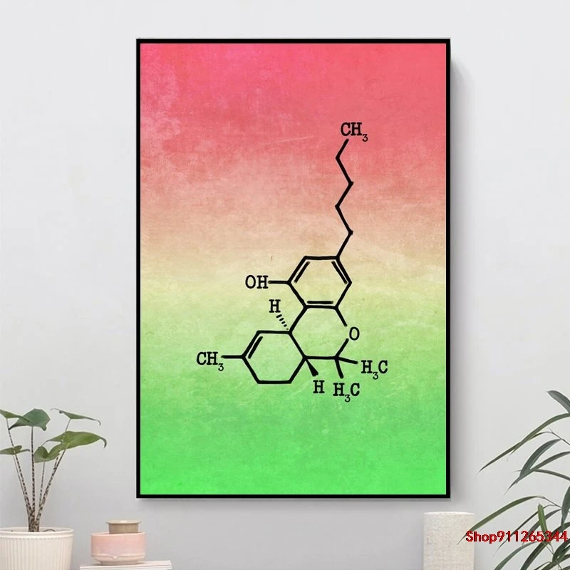 Наклейка на стену с молекулярной структурой рисунок холсте шелковая ткань яркая