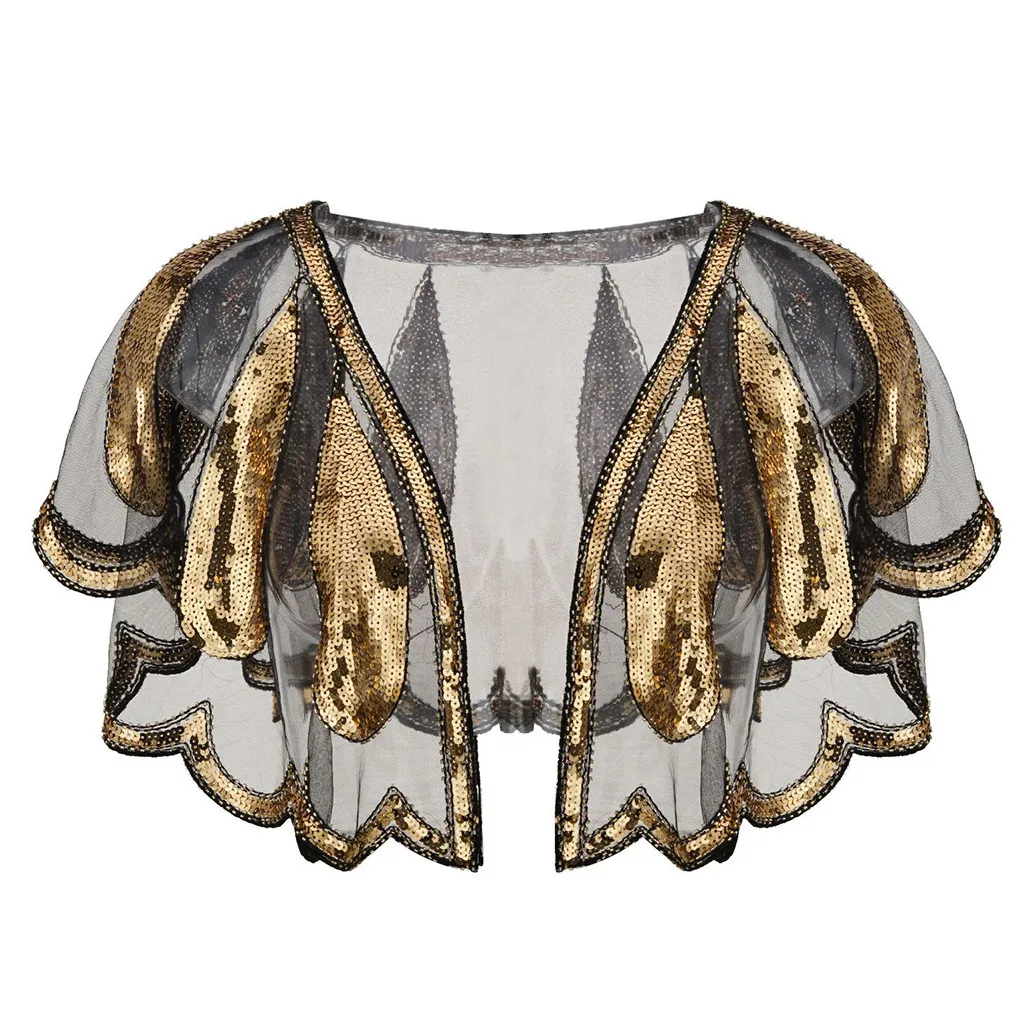 Women's Shawl Beaded Sequin Deco Evening Cape Bolero Flapper Cover up 2019 Spring Autumn New Simplicity Fashion retro | Аксессуары