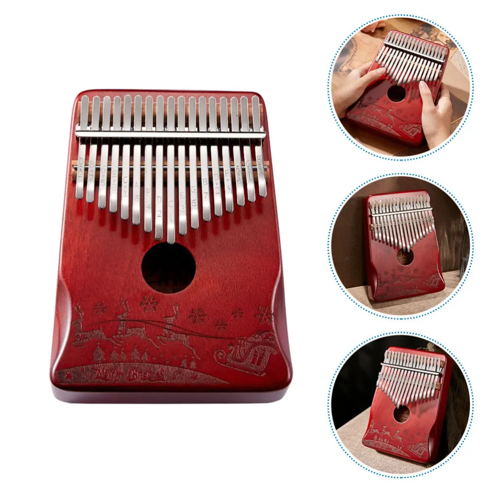 

1 Set 17 Keys Thumb Piano Mahogany Body Musical Instrument with Tuning Hammer