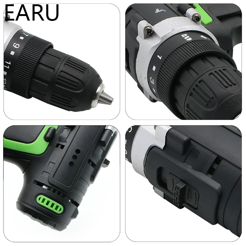 12V 16.8V 21V Max Wireless Rechargeable Electric Screwdriver Cordless Drill Mini Power DriverDC Lithium-Ion Battery 2-Speed Tool |