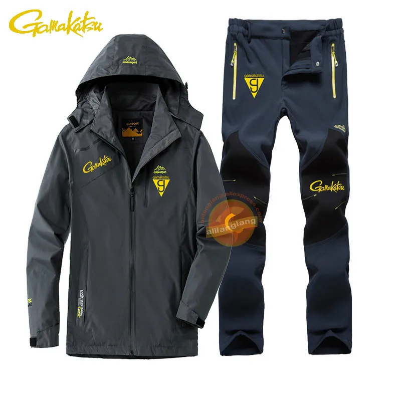 

New Keep Warm Gamakatsu Fishing Clothing Sets Men Breathable Outdoor Sports Fishing Clothes Waterproof Fishing Jacket Pants Suit