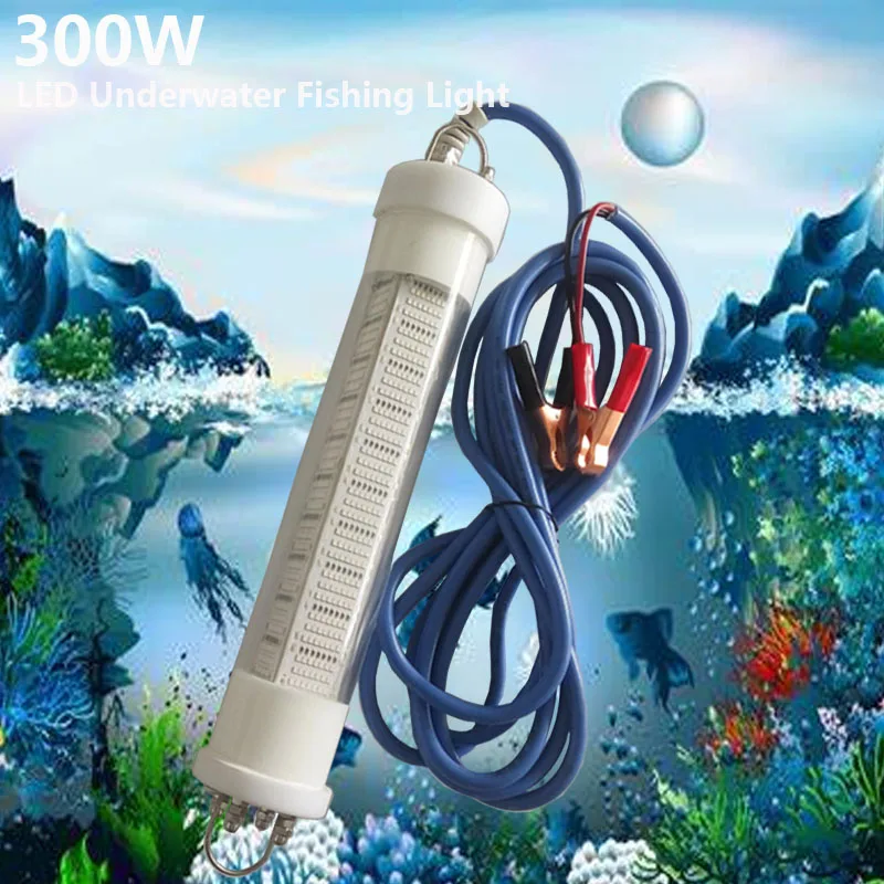 

300W DC12V Green White Blue Yellow IP68 Aluminum High Power LED Fish Attracting Bait Submersible Underwater Fishing Light