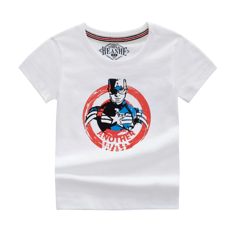 Летние детские футболки с коротким рукавом для мальчиков хлопковая Футболка Marvel
