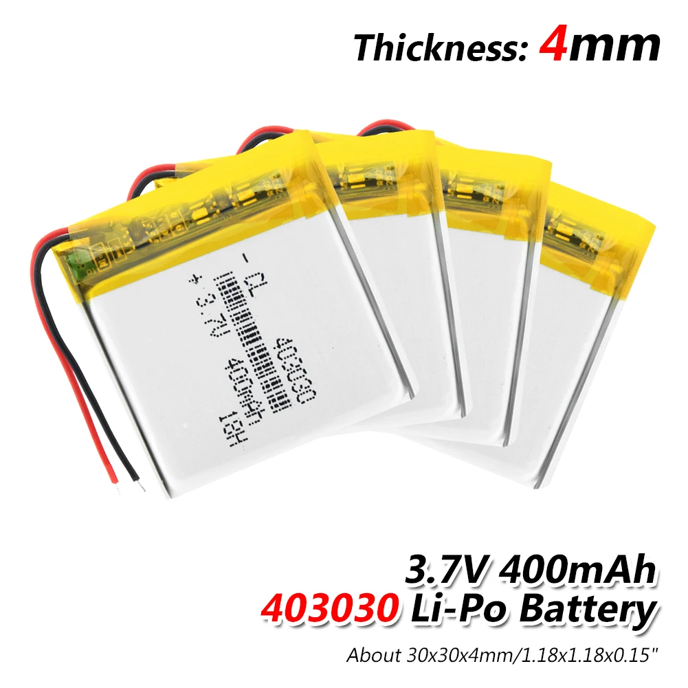 1/2/4x 3.7v Lithium Ion Battery Rechargeable 403030 400mAh Li-ion Polymer Batteries Power Bank Alarm Detector Bateria Replace |