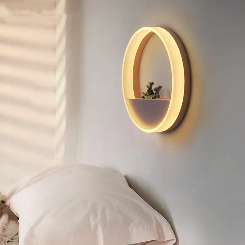 Скандинавские деревянные светодиодные настенные лампы современный акриловый